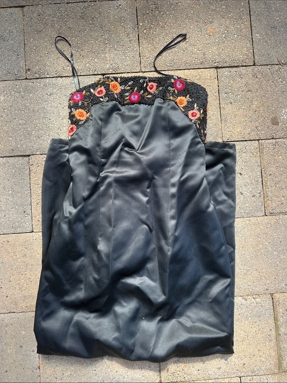 Scala Black Dress with Multicolored Beaded Embroidery